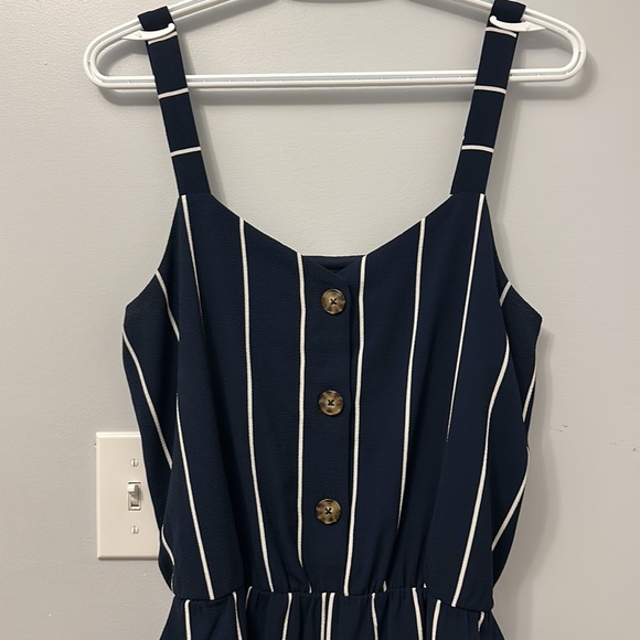 Reitmans Striped Romper - Navy - Picture 2 of 2